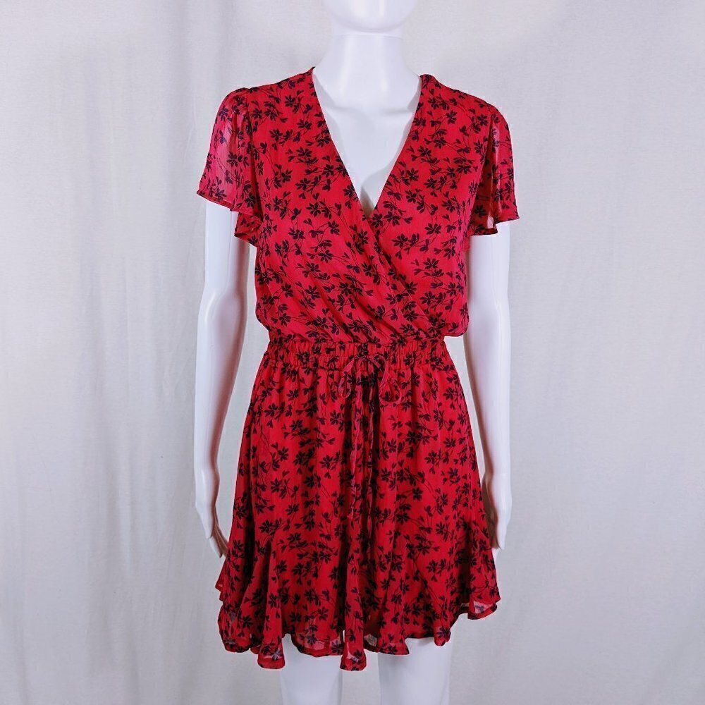 Blue Rain Bright Pink & Navy Floral Cross Over Dress Size XS